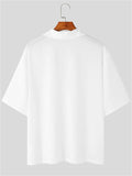 Male's White Solid Color Deep V Neck Short Sleeve Shirts