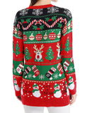 Women's Autumn Christmas Pattern V Neck Long Sleeve Cardigan Sweaters