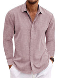 ‌Men's Loose Plain Color Simple Long Sleeve Lapel Shirt‌s