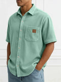 Men's Summer Comfy Corduroy Short Sleeve Button Down Shirts