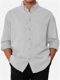 Male Retro Single-Breasted Regular Fit Long Sleeve Lapel Shirt