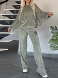 Women's Autumn Velvet Loose BatWing Sleeve Sweatsuit Two Piece Set