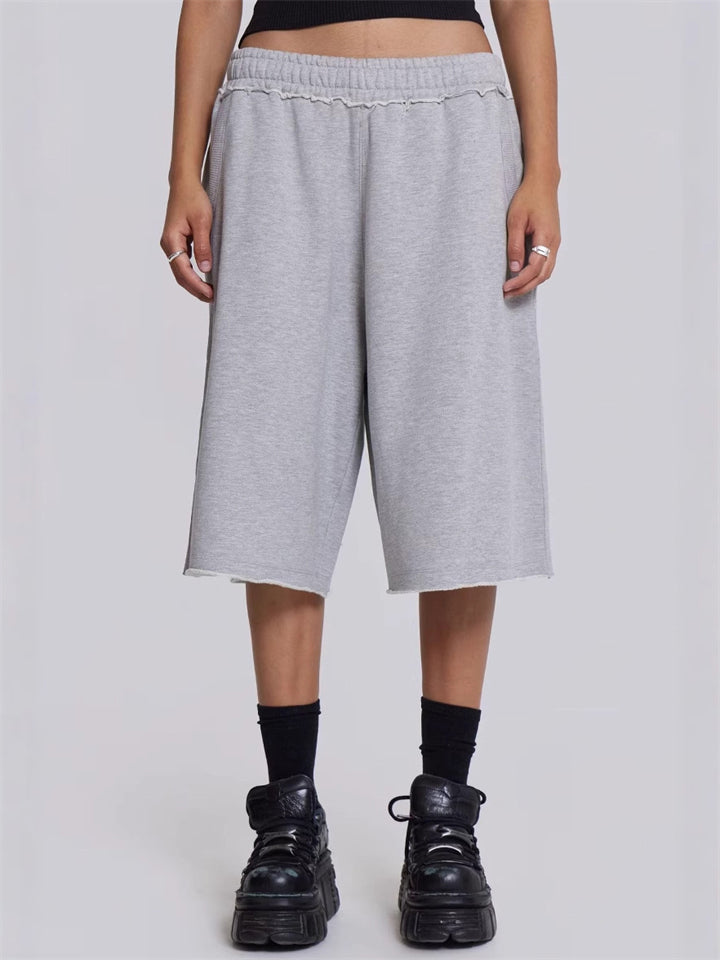 Women's Street Style Gray Comfy Casual Capri Sweatpants