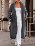 Women's Casual Zip Up Hooded Long Jacket for Autumn