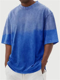Men's Summer Trendy Distressed Gradient Short-sleeved T-shirt