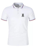 Men's Casual Contrast Trim Business Short Sleeve Polo Shirts