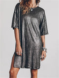 Women's Summer Black Sexy Trendy Solid Side Split Dress