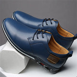 Men's Faux Leather Soft Solid Color Lace Up Flats Shoes
