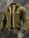 ‌Men's Hooded Bomber Jacket with Faux Fur Lining Winter Warmth‌