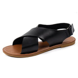 Simple Open Toe Cross Strap Roman Sandals for Women