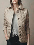 Women's Trendy Solid Color Lapel Single Breasted Quilted Coat