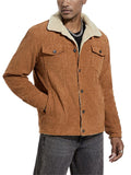 ‌Men’s Winter Lapel Thick Corduroy Fleece Lined Coats