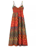 Women's Summer Trendy Red Geometry Print Strap Dress