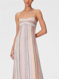 Women's Retro Elegant Contrast Color Stripe Strap Dress