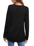 Female Knitwear Solid Ribbed Autumn Winter T-shirts