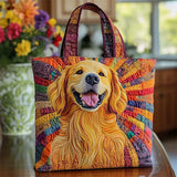 Women's Golden Retriever Dog Floral Quilted Tote Bag