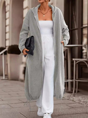 Women's Casual Zip Up Hooded Long Jacket for Autumn