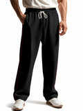 Men's Casual Solid Color Elastic Waist Wide Leg Sweatpants