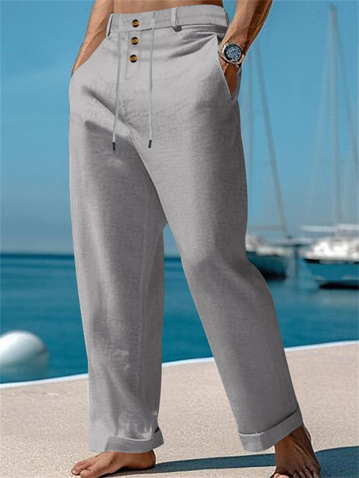 Men's Casual Solid Color High Rise Drawstring Pants
