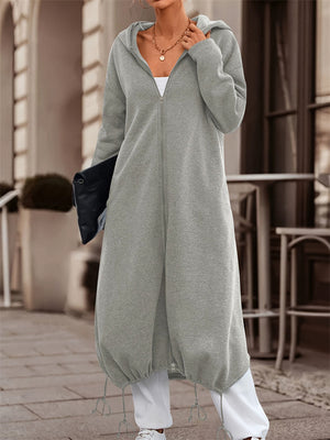 Women's Casual Zip Up Hooded Long Jacket for Autumn