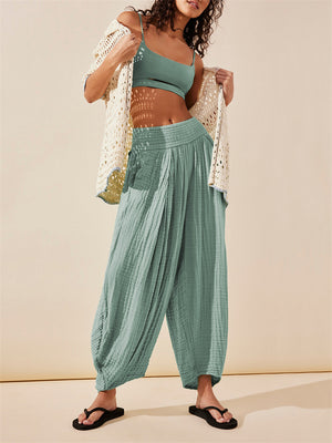 Women's Ethnic Style Yoga Fitness Pleated Lantern Pants