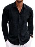 ‌Men's Loose Plain Color Simple Long Sleeve Lapel Shirt‌s