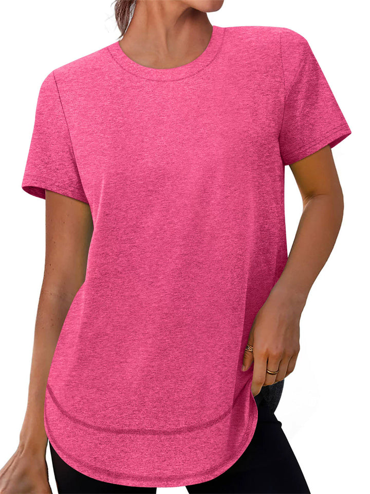 Women's Simple Summer Solid Color Pullover Round Neck Short Sleeve T-shirt