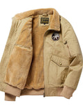 ‌ Men's Winter Warm Fleece Lined Vintage Bomber Jacket‌ with Patches