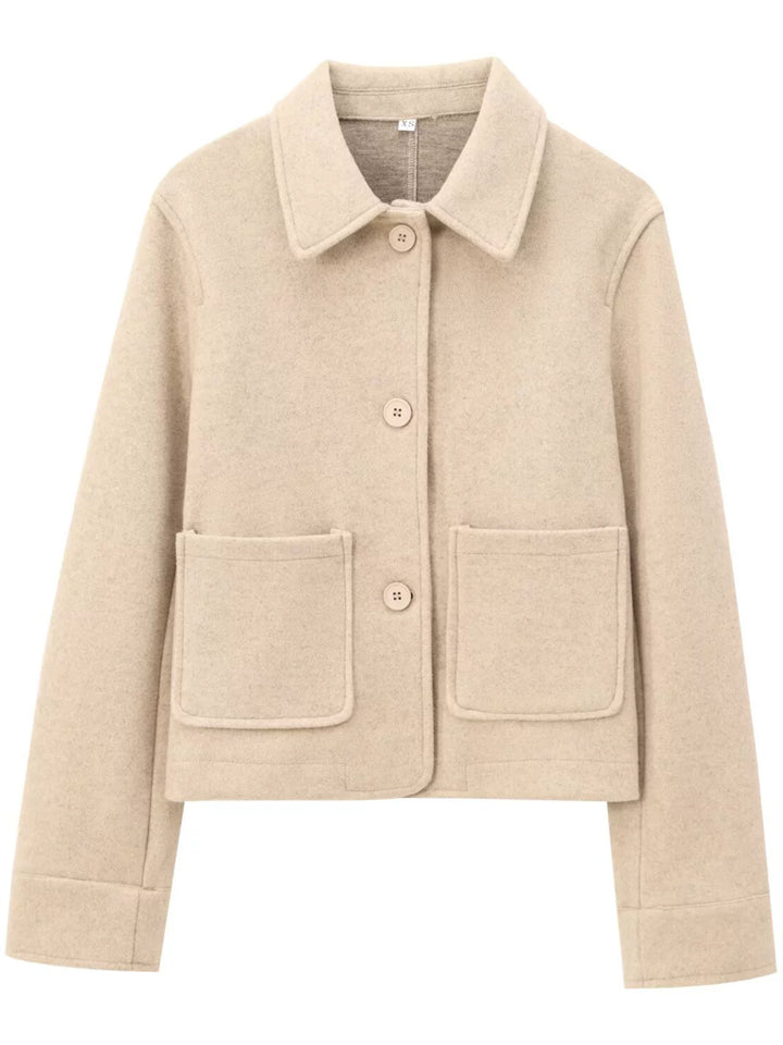 Women's Simple Solid Color Pockets Lapel Long Sleeve Coat