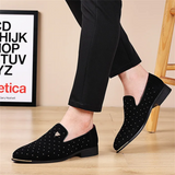 Men's Vintage Faux Suede Leopard Head Badge Dress Shoes