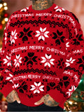 Men's Autumn Merry Christmas Jacquard Dropped Shoulder Sweaters