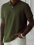 Men's Woven Print Casual Summer Short Sleeve Polo Shirts