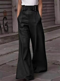 Women's Casual Fashion PU Leather High Rise Flared Pants