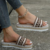 Women's Ethnic Style Thick Sole Woven Holiday Slippers