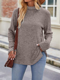 Women's Striped Texture High Neck Slim Fit Shirt