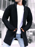 Men's High Collar Knitted Solid Color Cardigan Sweater