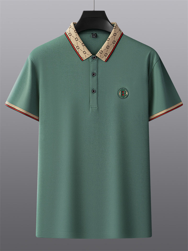 Men's Casual Contrast Trim Short Sleeve Polo Shirts