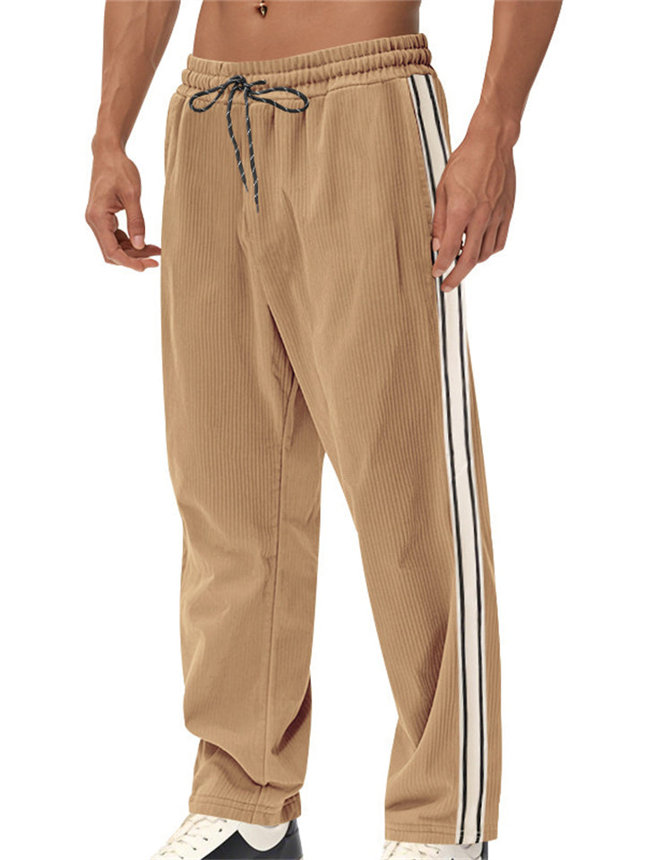 Men's American-style Simple Striped Casual Corduroy Sports Trousers