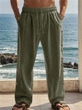 Men's Comfy Linen Casual Loose Fit Drawstring Beach Trousers