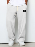 Men's Casual Autumn Solid Color Waffle Sporty Straight Trousers