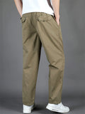 Simple Casual Slim Fit Casual Elastic Waist Cargo Trousers for Men