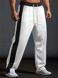 Men's Side Striped Mid-waist Loose Fit Drawstring Sport Trousers