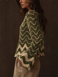 Women's Boho Wavy Crochet Hollow Out V Neck Button Up Cardigan