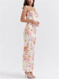 Women's Sexy Sweetheart Spaghetti Strap Rose Print Dress