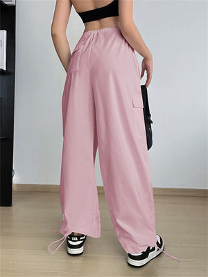 Trendy Large Size Female Ankle-tied Leisure Cargo Pants