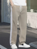 Men's Simple Side Striped Jacquard Casual Loose Fit Drawstring Trousers