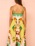 Female Stylish Lively Sleeveless Fruit Print Strappy Dresses