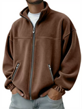 Men's Autumn Casual Loose Fit Zip-Up Fleece Tops