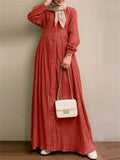 Muslim Vintage Women's High-Rise Button Up Dress