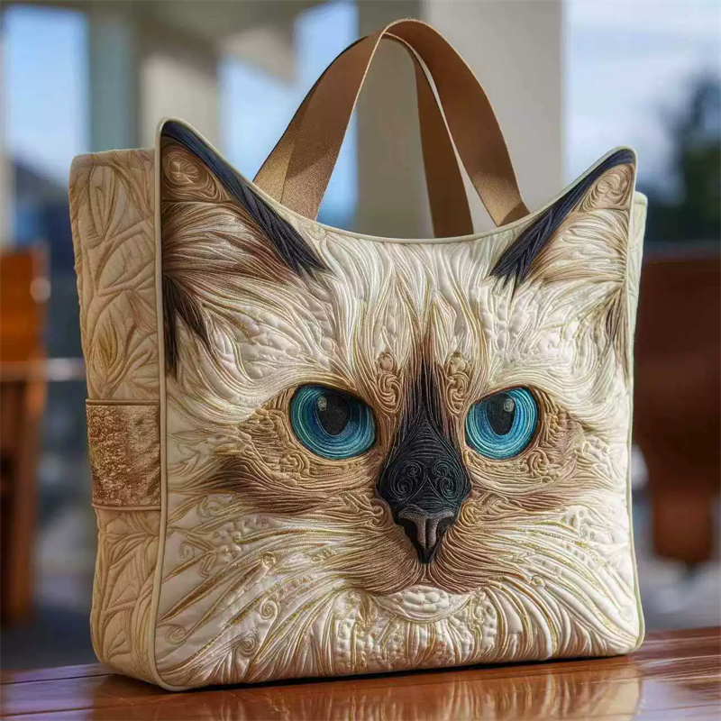 Cute Siamese Cat Print Tote Bag for Women